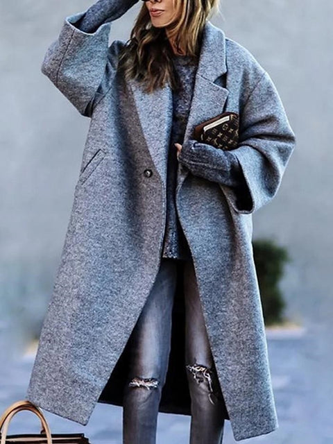 Autumn Plaid Long-sleeved Winter Long Coat CODE: KAR1706