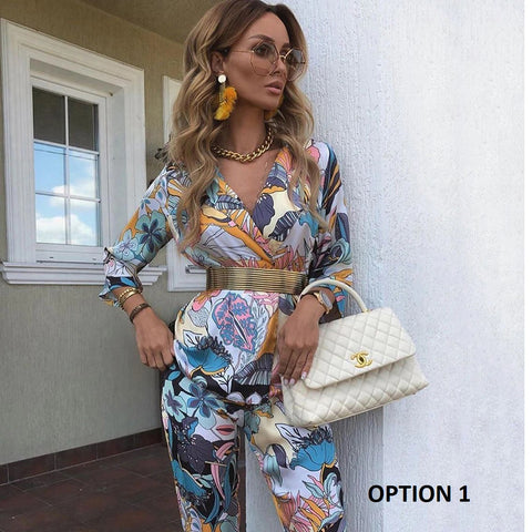 Summer Print Long Pant Casual Two 2 Piece Set CODE: KAR1708