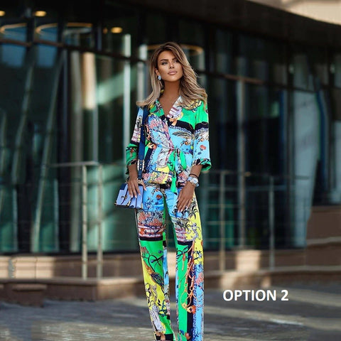 Summer Print Long Pant Casual Two 2 Piece Set CODE: KAR1708