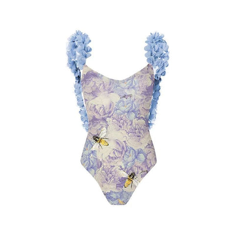 New Sexy Shoulder Strappy Deep V Print Floral Backless Swimwear CODE: KAR1710