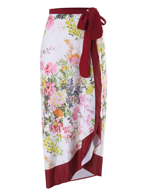 New Sexy Shoulder Strappy Deep V Print Floral Backless Swimwear CODE: KAR1710