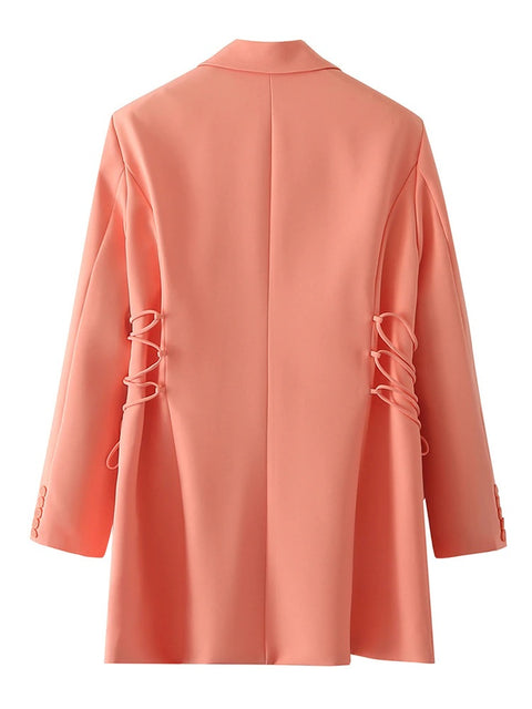 New Style Notched Collar Long Sleeve Solid Minimalist Bandage Blazer CODE: KAR1714