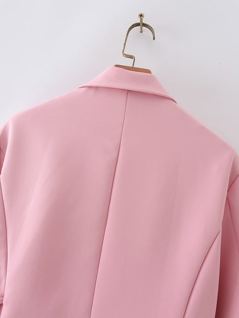 New Style Notched Collar Long Sleeve Solid Minimalist Bandage Blazer CODE: KAR1714