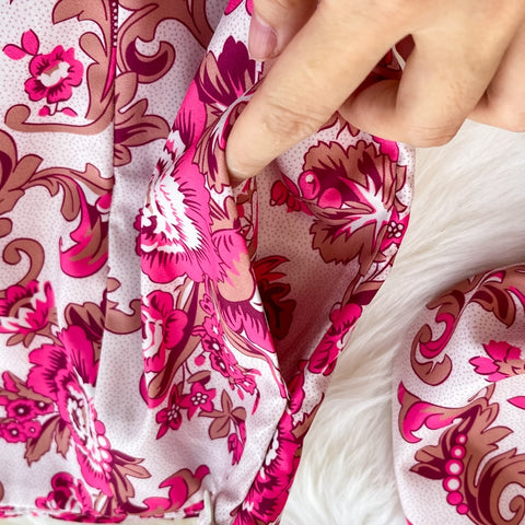 New printing single-breasted stand-up collar lantern sleeve shirt high-waisted short two-piece Set CODE: KAR1722