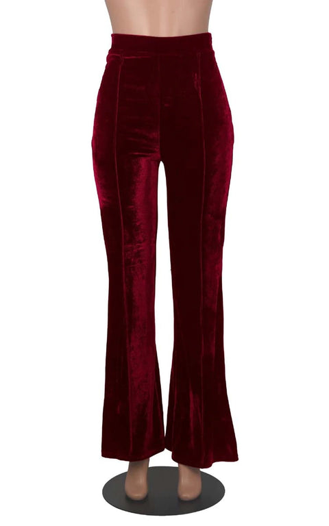 Autumn Winter Velour Flared Bell Bottom High Waist Pant CODE: KAR1730