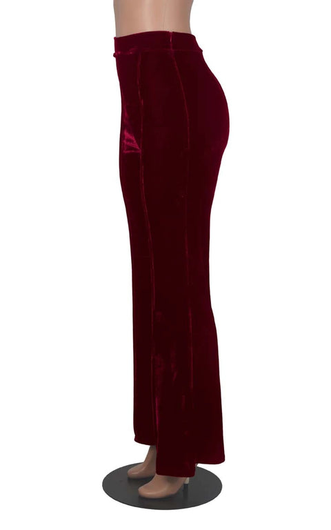 Autumn Winter Velour Flared Bell Bottom High Waist Pant CODE: KAR1730