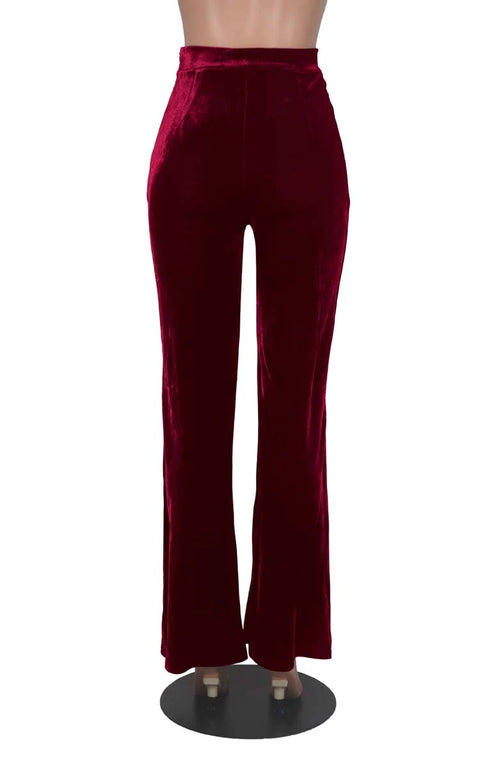 Autumn Winter Velour Flared Bell Bottom High Waist Pant CODE: KAR1730