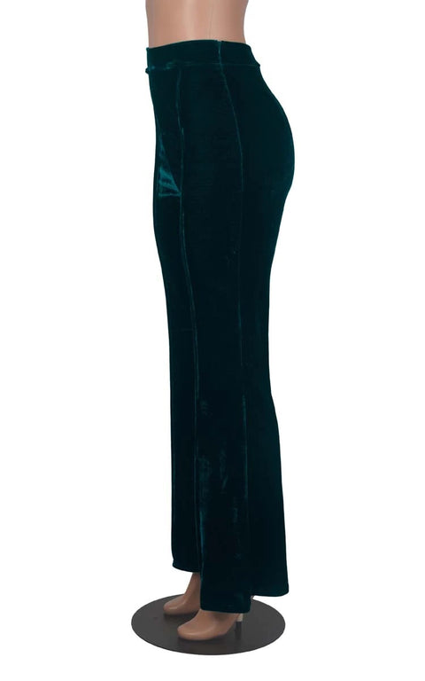 Autumn Winter Velour Flared Bell Bottom High Waist Pant CODE: KAR1730
