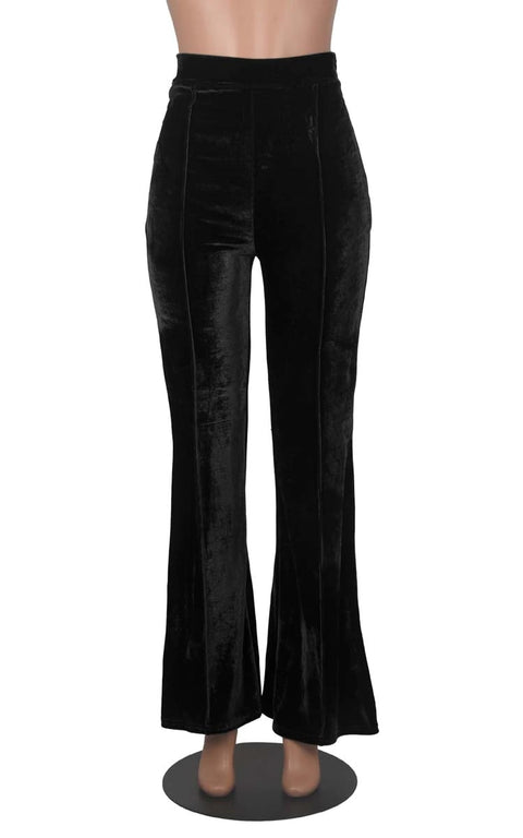 Autumn Winter Velour Flared Bell Bottom High Waist Pant CODE: KAR1730