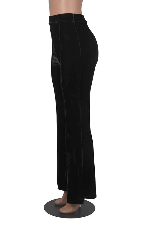 Autumn Winter Velour Flared Bell Bottom High Waist Pant CODE: KAR1730