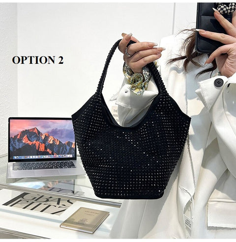 New One Shoulder Fashion Trend Bright Diamond Large Capacity Bucket Bag  CODE: KAR1731