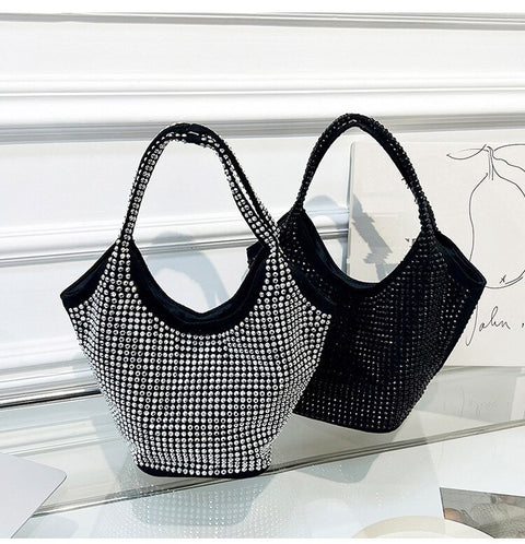 New One Shoulder Fashion Trend Bright Diamond Large Capacity Bucket Bag  CODE: KAR1731