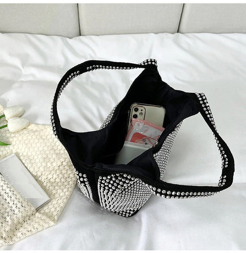 New One Shoulder Fashion Trend Bright Diamond Large Capacity Bucket Bag  CODE: KAR1731