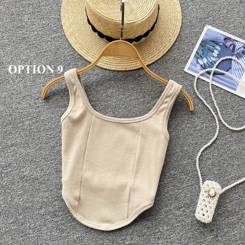 Sexy Camsole Fashion Solid Color Crop Tank Top CODE: KAR1732