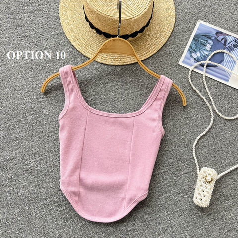 Sexy Camsole Fashion Solid Color Crop Tank Top CODE: KAR1732