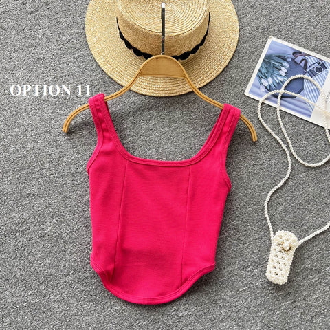 Sexy Camsole Fashion Solid Color Crop Tank Top CODE: KAR1732