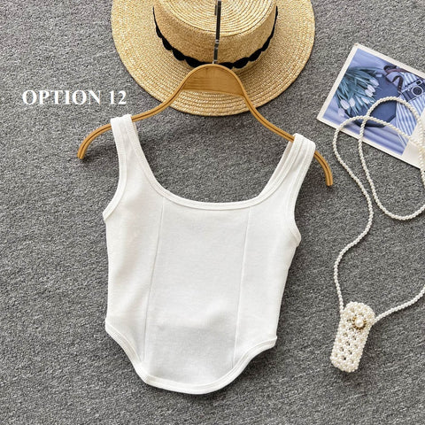 Sexy Camsole Fashion Solid Color Crop Tank Top CODE: KAR1732