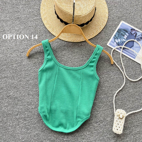 Sexy Camsole Fashion Solid Color Crop Tank Top CODE: KAR1732
