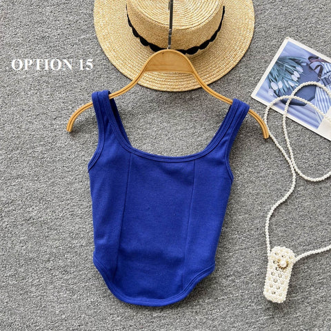 Sexy Camsole Fashion Solid Color Crop Tank Top CODE: KAR1732