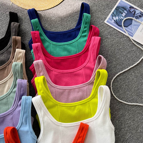 Sexy Camsole Fashion Solid Color Crop Tank Top CODE: KAR1732