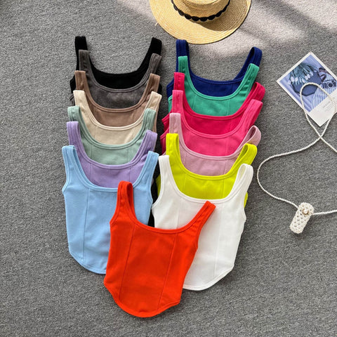 Sexy Camsole Fashion Solid Color Crop Tank Top CODE: KAR1732