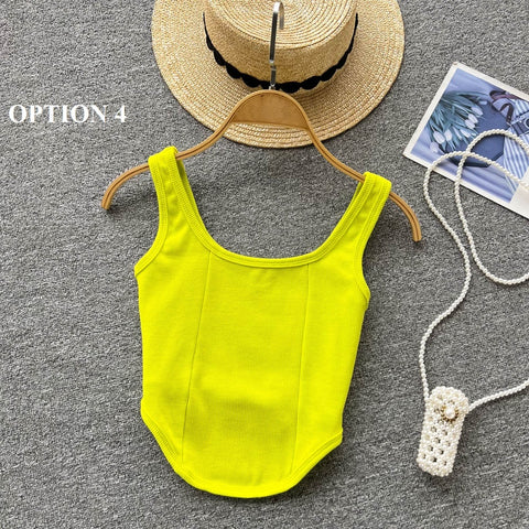 Sexy Camsole Fashion Solid Color Crop Tank Top CODE: KAR1732
