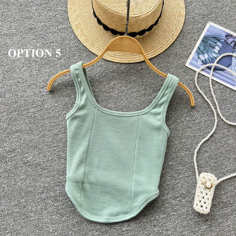 Sexy Camsole Fashion Solid Color Crop Tank Top CODE: KAR1732