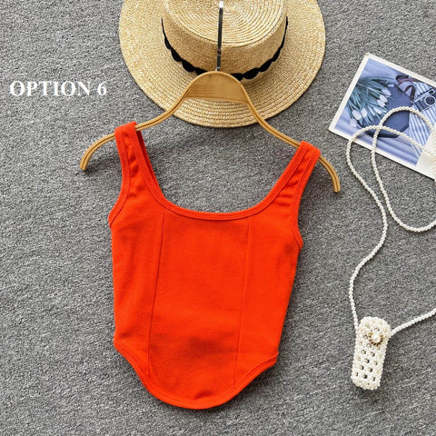 Sexy Camsole Fashion Solid Color Crop Tank Top CODE: KAR1732