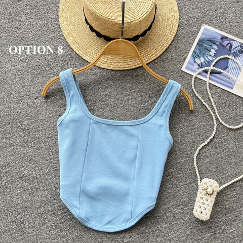 Sexy Camsole Fashion Solid Color Crop Tank Top CODE: KAR1732