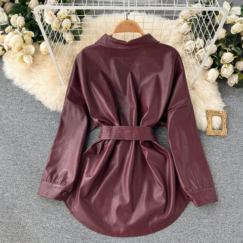 New Fashion  Belt Waist Long-sleeved Single Breasted Jacket CODE: KAR1736