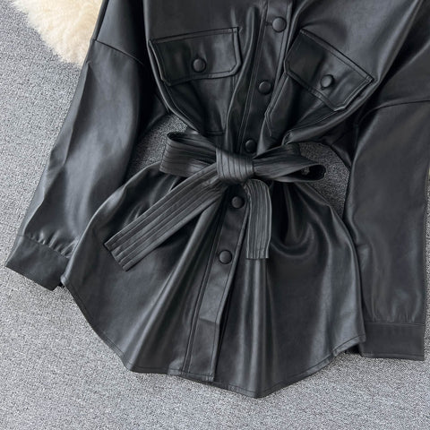 New Fashion  Belt Waist Long-sleeved Single Breasted Jacket CODE: KAR1736