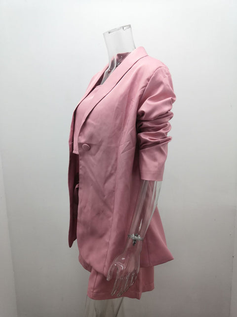 Summer Fashion Elegant Inside Vest Top Blazer and High Waist Short 3piece Set CODE: KAR1738