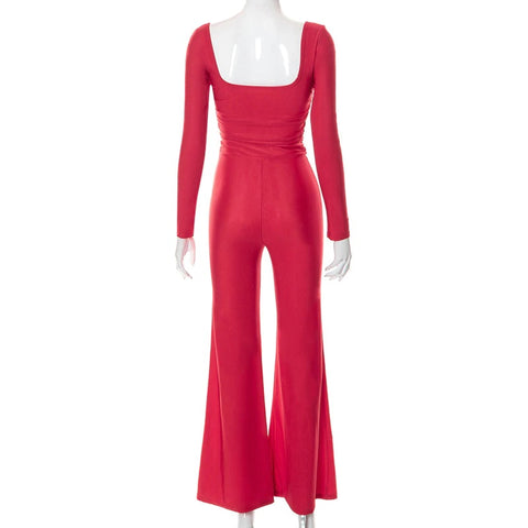 Summer Long Sleeve Backless Skinny Jumpsuit CODE: KAR1741