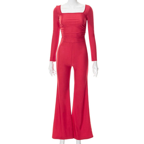 Summer Long Sleeve Backless Skinny Jumpsuit CODE: KAR1741