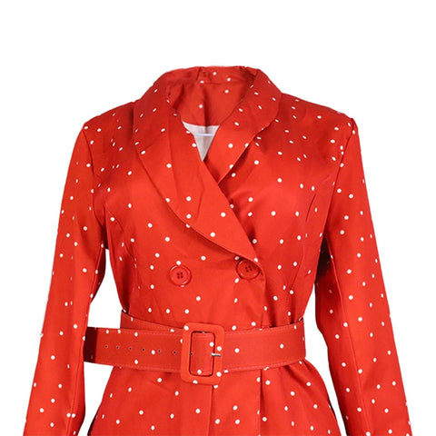 Autumn and Winter Style Elegant Polka Dot Long-sleeved Jacket Pant New Two-piece Set CODE: KAR1748