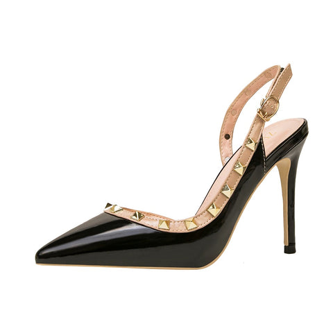 Sexy Slim Rivet Pointed Toe Studded Pumps Heels CODE: KAR1757