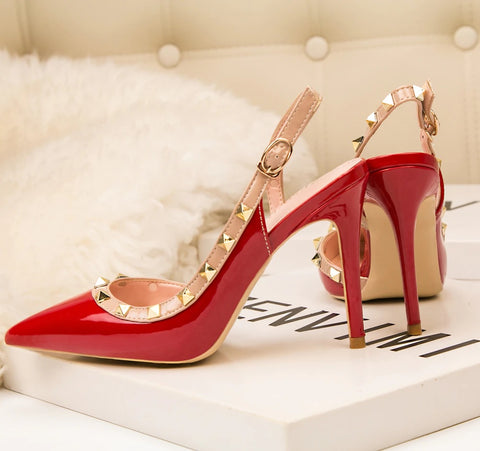 Sexy Slim Rivet Pointed Toe Studded Pumps Heels CODE: KAR1757
