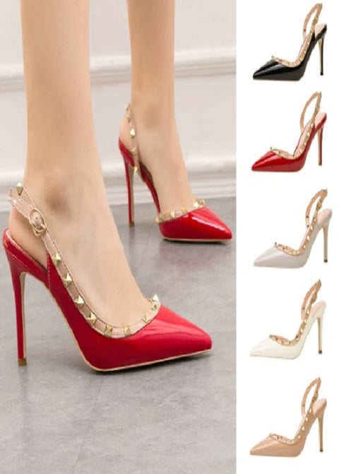 Sexy Slim Rivet Pointed Toe Studded Pumps Heels CODE: KAR1757