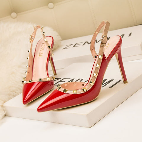 Sexy Slim Rivet Pointed Toe Studded Pumps Heels CODE: KAR1757