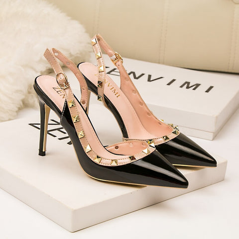 Sexy Slim Rivet Pointed Toe Studded Pumps Heels CODE: KAR1757