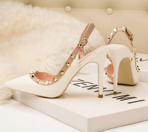 Sexy Slim Rivet Pointed Toe Studded Pumps Heels CODE: KAR1757