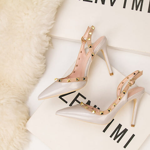 Sexy Slim Rivet Pointed Toe Studded Pumps Heels CODE: KAR1757