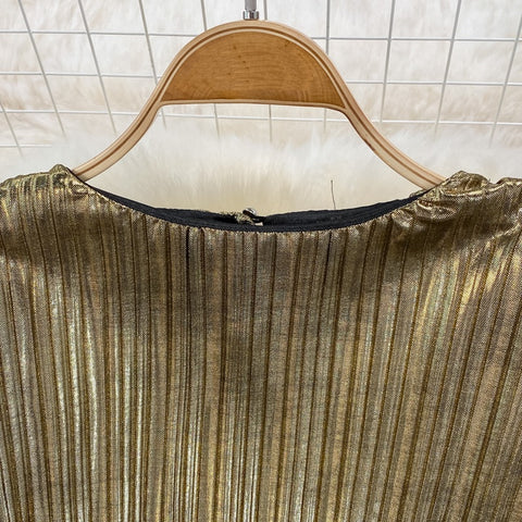 Autumn New Fashion Metallic Color round Neck Waist Trimming Slimming Pleated Long Sleeve Short Dress CODE: KAR1760