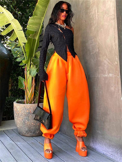 New High Waist Pockets Baggy Parachute Pants CODE: KAR1763