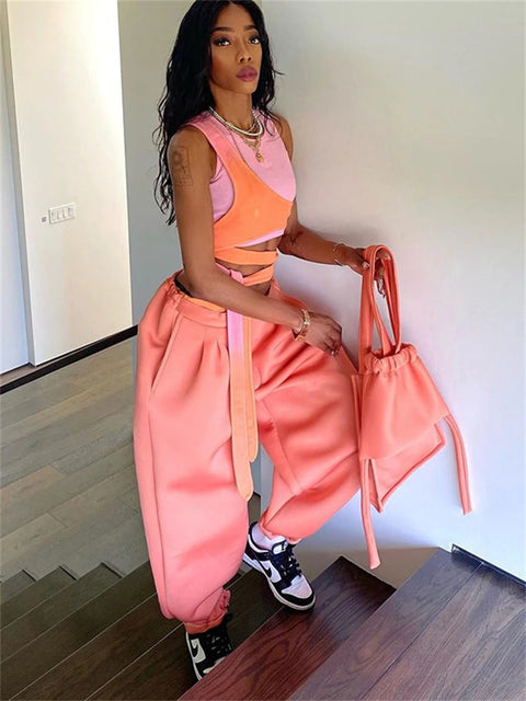 New High Waist Pockets Baggy Parachute Pants CODE: KAR1763