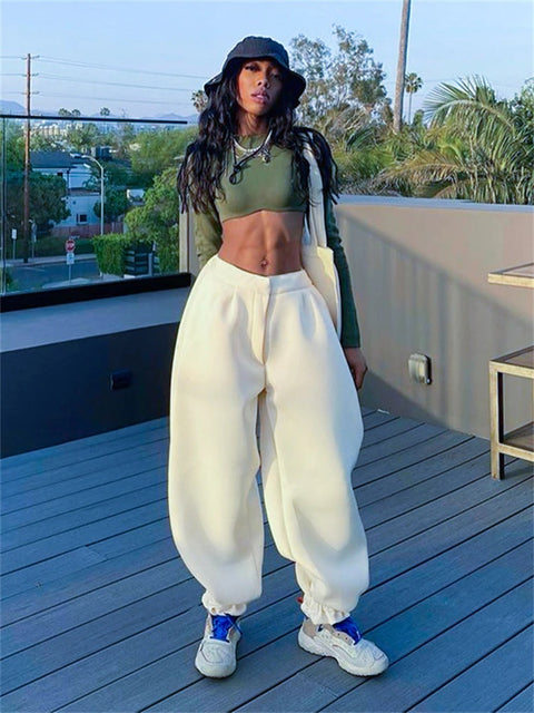 New High Waist Pockets Baggy Parachute Pants CODE: KAR1763