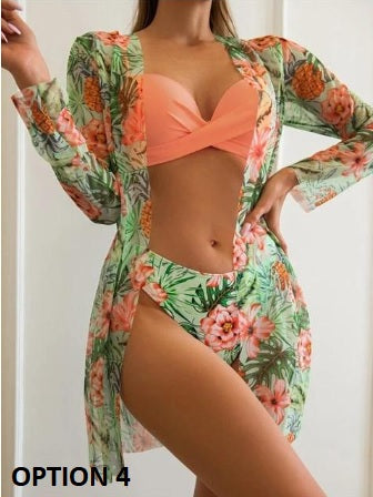 Summer Ruffle Cover Up Three Pieces Bikini Set Swimsuit CODE: KAR1768
