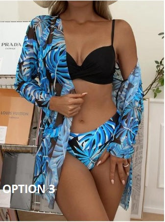 Summer Ruffle Cover Up Three Pieces Bikini Set Swimsuit CODE: KAR1768