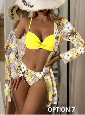 Summer Ruffle Cover Up Three Pieces Bikini Set Swimsuit CODE: KAR1768