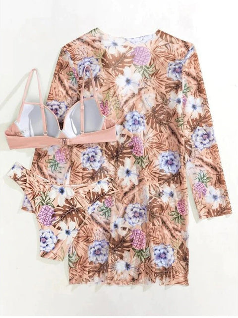Summer Ruffle Cover Up Three Pieces Bikini Set Swimsuit CODE: KAR1768
